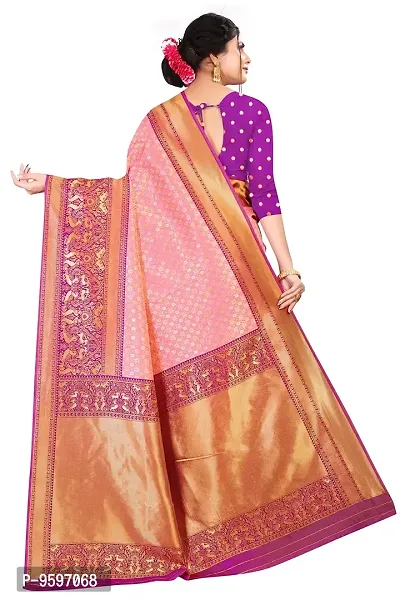 Kanjeevaram Silk Saree Traditional Women's Wedding Piece Bollywood Designer Malmal-thumb2