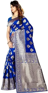 Banarasi Soft Lichi Silk Saree With Beautiful Rich Pallu | Indian Ethnic Wear | Traditional Women's Wedding Piece Bollywood Designer (Royal Blue)-thumb1