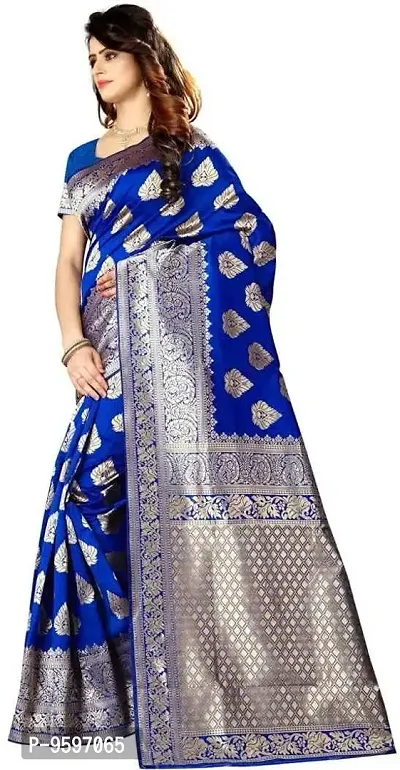 Banarasi Soft Lichi Silk Saree With Beautiful Rich Pallu | Indian Ethnic Wear | Traditional Women's Wedding Piece Bollywood Designer (Royal Blue)-thumb2