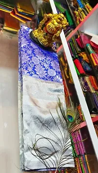 Milky Silk Saree/Sari Indian Pure Vintage Fabric Blouse Soft 100% Banarasi Wear | Ethnic Wear |Traditional Wedding Party Woven Sarees (Blue)-thumb2