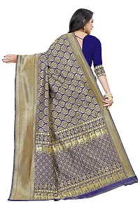 Kanchipuram Studio Wedding Banarasi Silk Saree | Indian Ethnic Wear | Traditional Women's Wedding Piece Bollywood Designer (Navy Blue)-thumb1