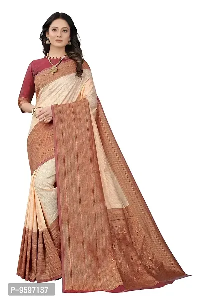 Smooth Kanjeevaram Pure Silk Zari Saree Traditional Women's Wedding Piece Bollywood Designer (CREAM MAROON-1)