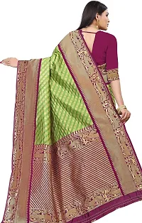 Kanchipuram Silk Saree | Indian Ethnic Wear | Traditional Women's Wedding Piece Bollywood Designer (GREEN WINE)-thumb2