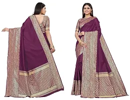 Smooth Kanjeevaram Silk Saree Pure Zari Traditional Women's Wedding Piece Bollywood Designer (WINE)-thumb2