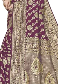 Banarasi Silk Saree | Indian Ethnic Wear | Traditional Women's Wedding Piece Bollywood Designer (Purple)-thumb3