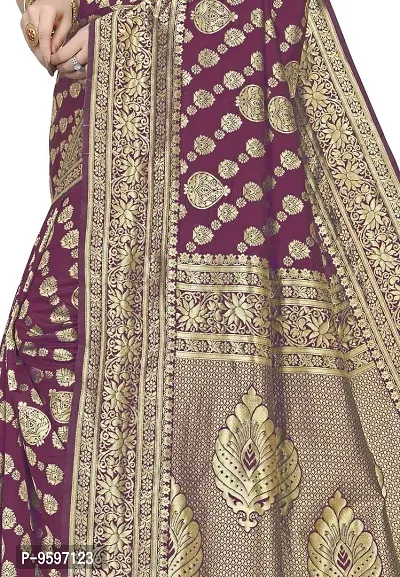 Banarasi Silk Saree | Indian Ethnic Wear | Traditional Women's Wedding Piece Bollywood Designer (Purple)-thumb4