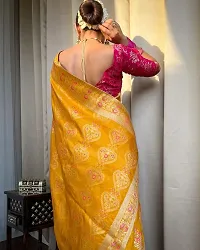 Stylish Yellow Art Silk Saree With Blouse Piece For Women-thumb2