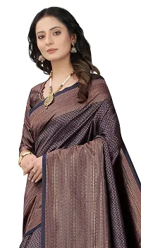Smooth Kanjeevaram Pure Silk Zari Saree Traditional Women's Wedding Piece Bollywood Designer (NAVYBLUE-1)-thumb1