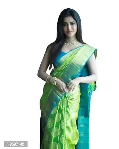 Special Kanjeevaram Soft Silk Saree | Indian Ethnic Wear | Traditional Women's Wedding Piece Bollywood Designer (Green)