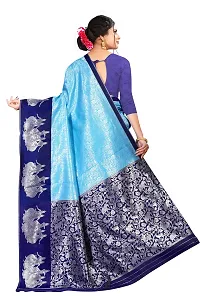 Kanjeevaram Soft Silk Printed Saree | Indian Ethnic Wear | Traditional Women's Wedding Piece Bollywood Designer Aqua Blue-thumb4