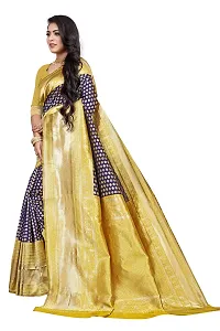 Women's Kanjeevaram Dot Printed Silk Saree Pure Zari Traditional Women's Wedding Piece Bollywood Designer (MUSTARD)-thumb1