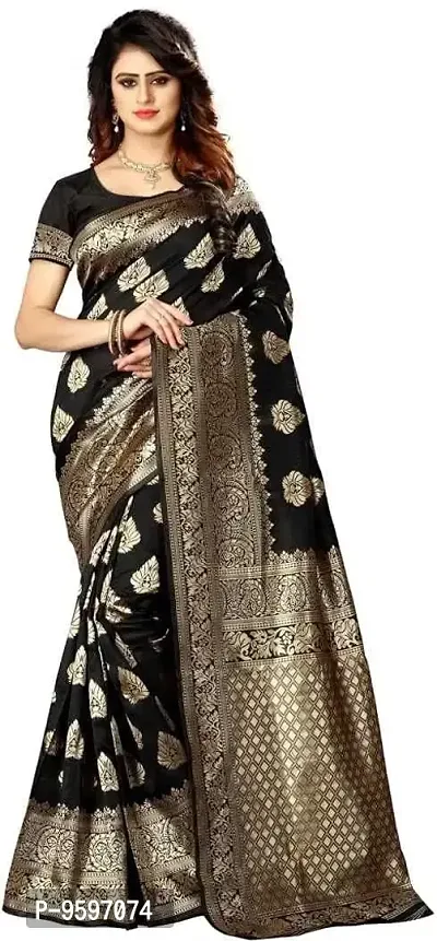 Banarasi Soft Lichi Silk Saree With Beautiful Rich Pallu | Indian Ethnic Wear | Traditional Women's Wedding Piece Bollywood Designer (Black)