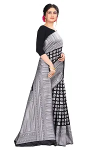 Women's Kanjeevaram Black Silver Color Silk Saree Pure Zari Traditional Women's Wedding Piece Bollywood Designer (BLACK SILVER-MODEL2)-thumb3