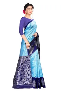 Kanjeevaram Soft Silk Printed Saree | Indian Ethnic Wear | Traditional Women's Wedding Piece Bollywood Designer Aqua Blue-thumb3
