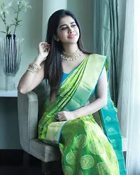 Special Kanjeevaram Soft Silk Saree | Indian Ethnic Wear | Traditional Women's Wedding Piece Bollywood Designer (Green)-thumb1