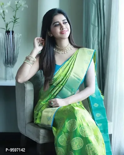 Special Kanjeevaram Soft Silk Saree | Indian Ethnic Wear | Traditional Women's Wedding Piece Bollywood Designer (Green)-thumb2