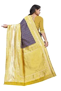 Women's Kanjeevaram Dot Printed Silk Saree Pure Zari Traditional Women's Wedding Piece Bollywood Designer (MUSTARD)-thumb2