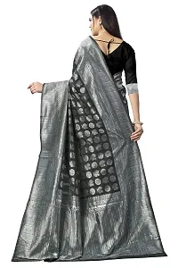 Women's Kanjeevaram Black Silver Color Silk Saree Pure Zari Traditional Women's Wedding Piece Bollywood Designer (BLACK SILVER-MODEL1)-thumb1