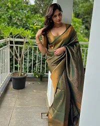 Smooth Kanjeevaram Pure Silk Zari Saree Traditional Women's Wedding Piece Bollywood Designer (GREEN-1)-thumb3