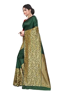 Zari Woven Kanjeevaram Silk Saree | Indian Ethnic Wear | Traditional Women's Wedding Piece Bollywood Designer (Green)-thumb1