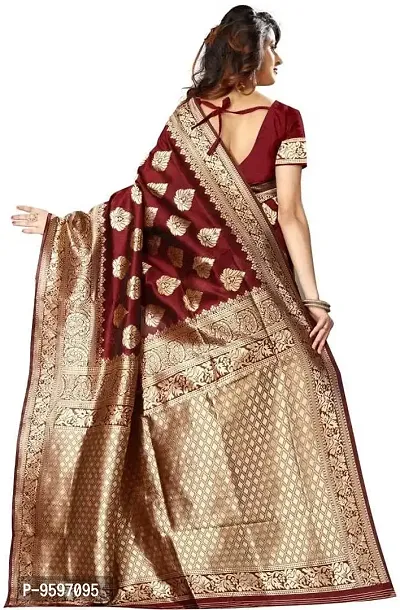 Banarasi Soft Lichi Silk Saree With Beautiful Rich Pallu | Indian Ethnic Wear | Traditional Women's Wedding Piece Bollywood Designer (Maroon)-thumb2