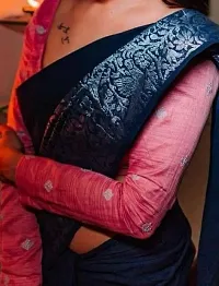 Zari Woven Kanjeevaram Silk Saree | Indian Ethnic Wear | Traditional Women's Wedding Piece Bollywood Designer (Grey)-thumb1