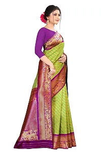 Kanchipuram Silk Saree | Indian Ethnic Wear | Traditional Women's Wedding Piece Bollywood Designer (GREEN PURPLE)-thumb2