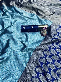 Kanjeevaram Silk SareeIndian Pure Vintage Fabric Blouse Soft 100% Banarasi Wear | Ethnic Wear |Traditional Wedding Party Woven Sarees (Blue)-thumb4