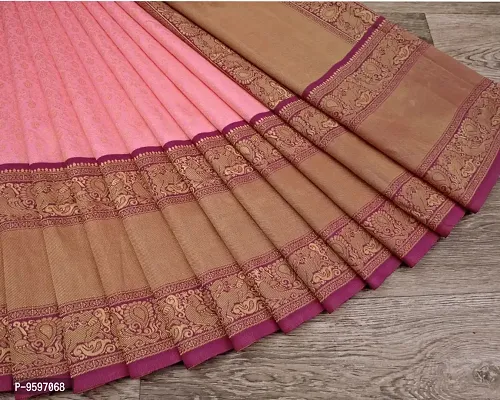 Kanjeevaram Silk Saree Traditional Women's Wedding Piece Bollywood Designer Malmal-thumb3