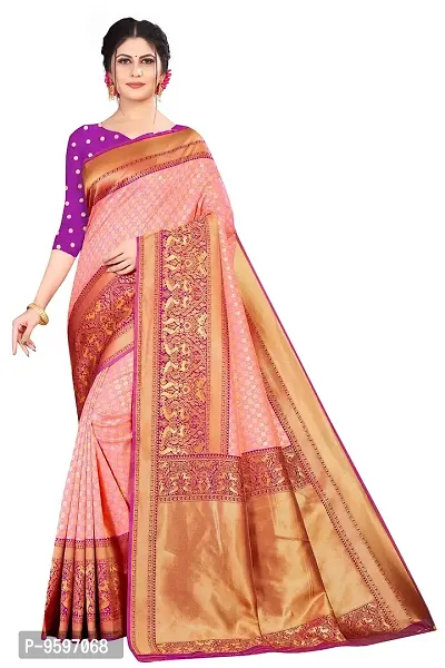 Kanjeevaram Silk Saree Traditional Women's Wedding Piece Bollywood Designer Malmal-thumb0