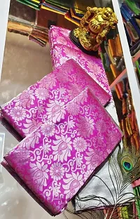 Milky Silk Saree/Sari Indian Pure Vintage Fabric Blouse Soft 100% Banarasi Wear | Ethnic Wear |Traditional Wedding Party Woven Sarees (Rani)-thumb3