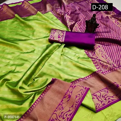 Classy Green Kanchipuram Silk Saree | Indian Ethnic Wear | Traditional Women's Wedding Piece Bollywood Designer-thumb3