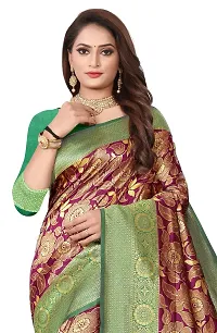 Kanjeevaram Silk Saree| Indian Ethnic Wear | Traditional Women's Wedding Piece Bollywood Designer (PURPLE GREEN)-thumb2