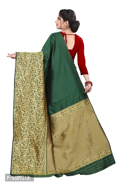 Zari Woven Kanjeevaram Silk Saree | Indian Ethnic Wear | Traditional Women's Wedding Piece Bollywood Designer (Green)-thumb4