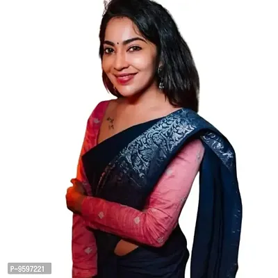 Zari Woven Kanjeevaram Silk Saree | Indian Ethnic Wear | Traditional Women's Wedding Piece Bollywood Designer (Grey)-thumb0