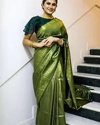 Women's Kanjeevaram Design Pure Silk Saree |Indian Ethnic Wear| Party & WeddingWear| Fasionable Saree (Green)-thumb2