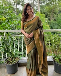 Smooth Kanjeevaram Pure Silk Zari Saree Traditional Women's Wedding Piece Bollywood Designer (GREEN-1)-thumb1