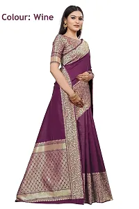 Smooth Kanjeevaram Silk Saree Pure Zari Traditional Women's Wedding Piece Bollywood Designer (WINE)-thumb1