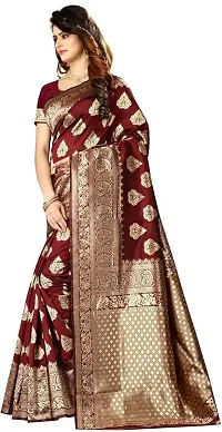 Banarasi Soft Lichi Silk Saree With Beautiful Rich Pallu | Indian Ethnic Wear | Traditional Women's Wedding Piece Bollywood Designer (Maroon)-thumb2