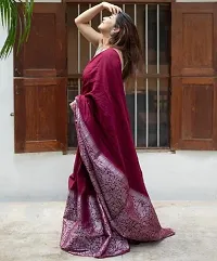 Zari Woven Kanjeevaram Silk Saree | Indian Ethnic Wear | Traditional Women's Wedding Piece Bollywood Designer (Wine)-thumb3