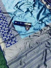 Kanjeevaram Silk SareeIndian Pure Vintage Fabric Blouse Soft 100% Banarasi Wear | Ethnic Wear |Traditional Wedding Party Woven Sarees (Blue)-thumb3