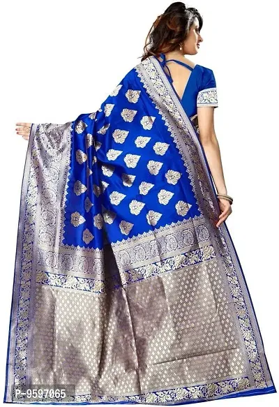 Banarasi Soft Lichi Silk Saree With Beautiful Rich Pallu | Indian Ethnic Wear | Traditional Women's Wedding Piece Bollywood Designer (Royal Blue)-thumb3