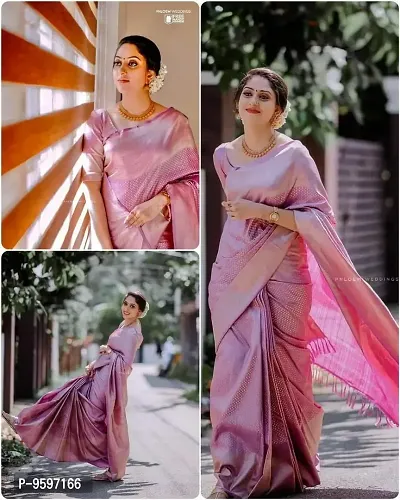 Women's Woven Kanjeevaram Silk Saree With Blouse Piece (SHANAYA-KP3075_Pink)-thumb4