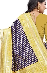 Women's Kanjeevaram Dot Printed Silk Saree Pure Zari Traditional Women's Wedding Piece Bollywood Designer (MUSTARD)-thumb3