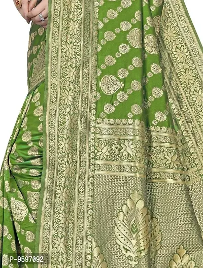 Banarasi Silk Saree | Indian Ethnic Wear | Traditional Women's Wedding Piece Bollywood Designer (Green)-thumb3