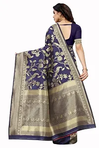 Kanjeevaram Silk Saree Traditional Women's Wedding Piece Bollywood Designer Navy Blue-thumb4