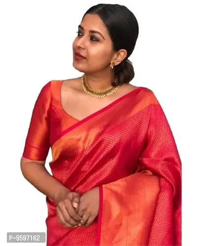 Smooth Kanjeevaram Pure Silk Zari Saree Traditional Women's Wedding Piece Bollywood Designer (RED)