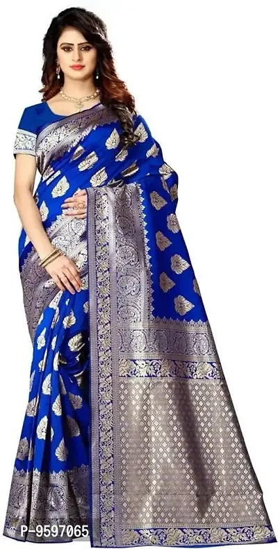 Banarasi Soft Lichi Silk Saree With Beautiful Rich Pallu | Indian Ethnic Wear | Traditional Women's Wedding Piece Bollywood Designer (Royal Blue)-thumb0