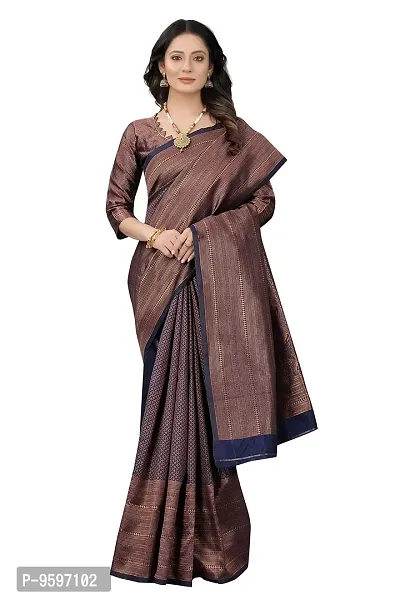 Smooth Kanjeevaram Pure Silk Zari Saree Traditional Women's Wedding Piece Bollywood Designer (NAVYBLUE-1)-thumb4