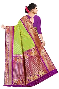 Kanchipuram Silk Saree | Indian Ethnic Wear | Traditional Women's Wedding Piece Bollywood Designer (GREEN PURPLE)-thumb1